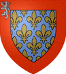 D'azur semé de fleurs de lys d'or à la bordure de gueules chargé au franc quartier d'un lion d'argent